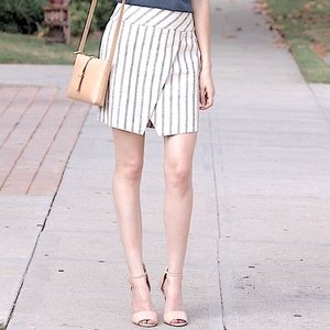 J Crew striped linen cross-over mini skirt size 0